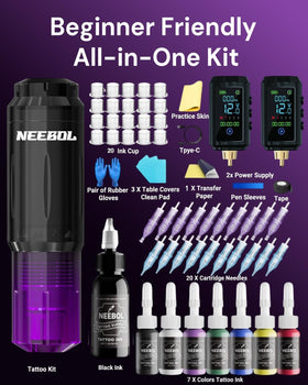 Neebol full color ink set arranged to show vibrant mixing options