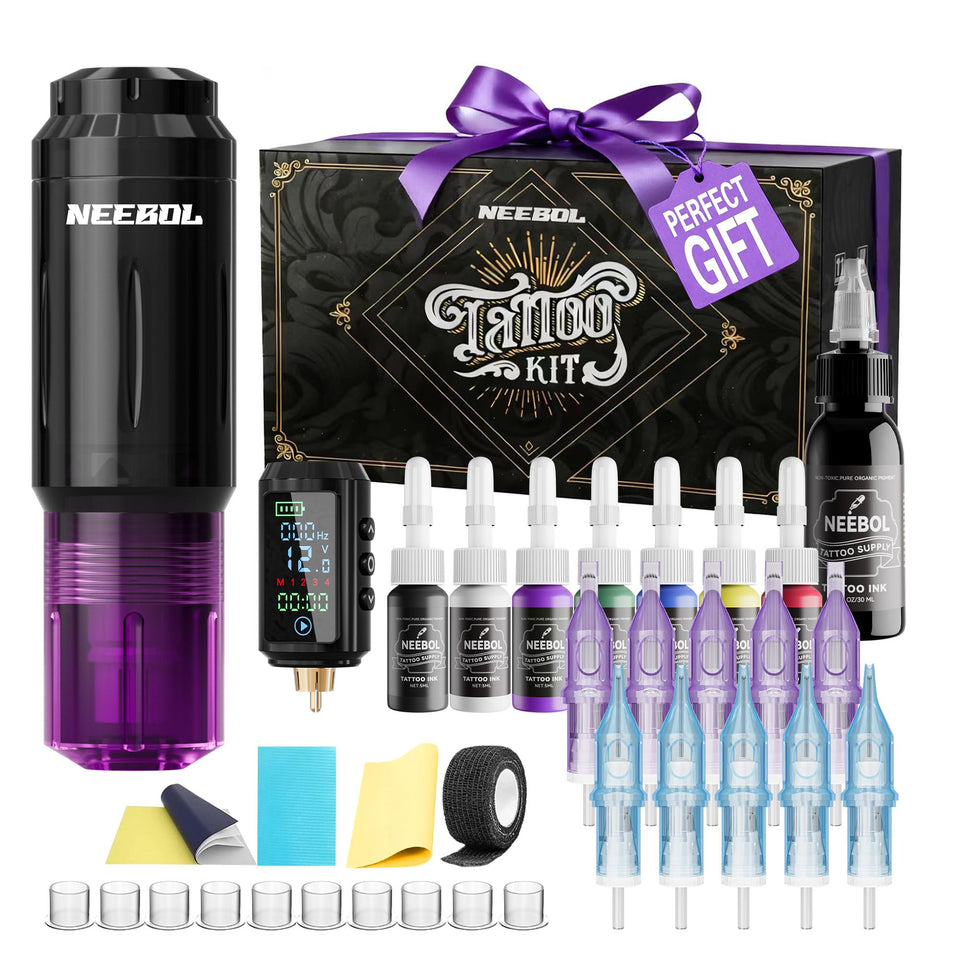 Neebol tattoo pen front view showing compact design and easy handling benefit