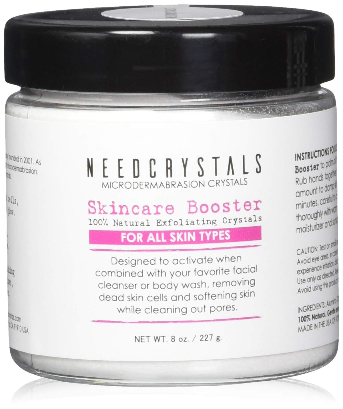 NeedCrystals jar front view showing label and 8 oz size for clear identification and trust