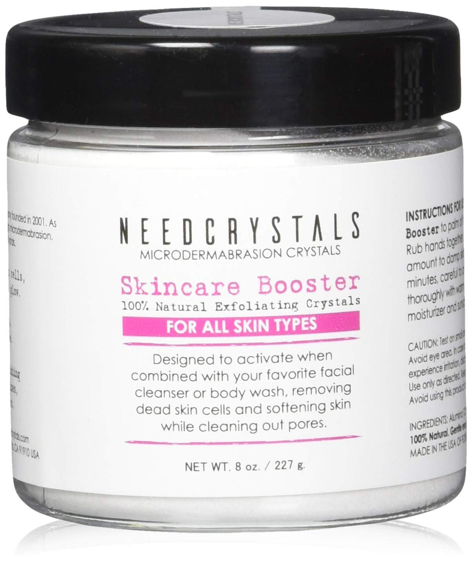NeedCrystals jar front view showing label and 8 oz size for clear identification and trust