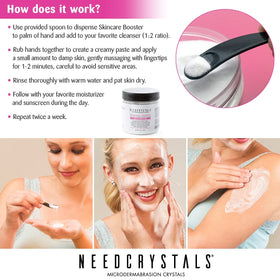 NeedCrystals mixed with cleanser in palm illustrating how to blend for safe facial use