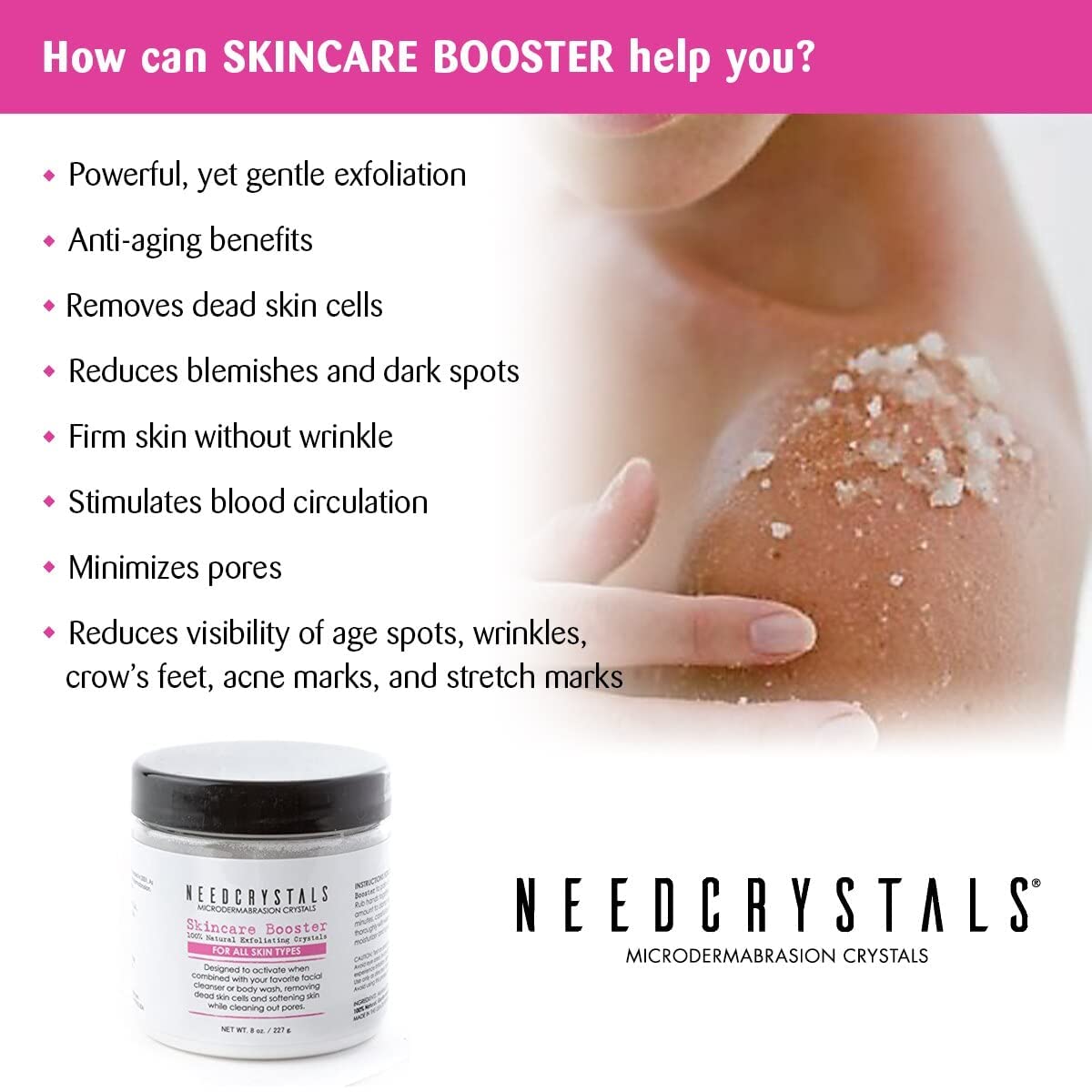 NeedCrystals rinsing face after use showing refreshed skin and easy cleanup