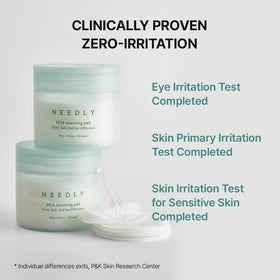 NEEDLY pad in use removing heavy makeup quickly with minimal rubbing