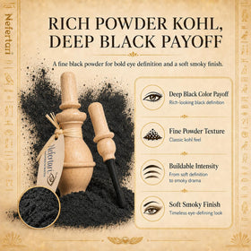 Nefertari open pot showing fine powder texture for smooth, buildable eyeliner application