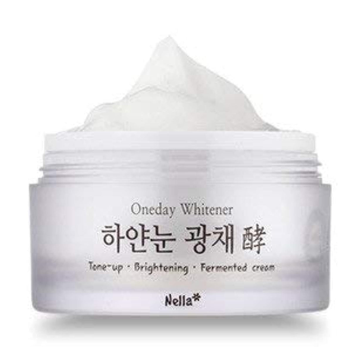 nella front jar 50ml showing packaging and instant brightening effect