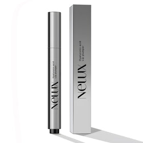 Nelux front packaging showing sleek clear gloss and branding, highlighting instant shine benefit