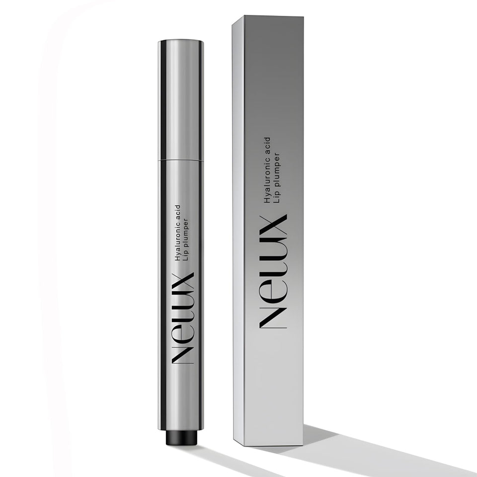 Nelux front packaging showing sleek clear gloss and branding, highlighting instant shine benefit