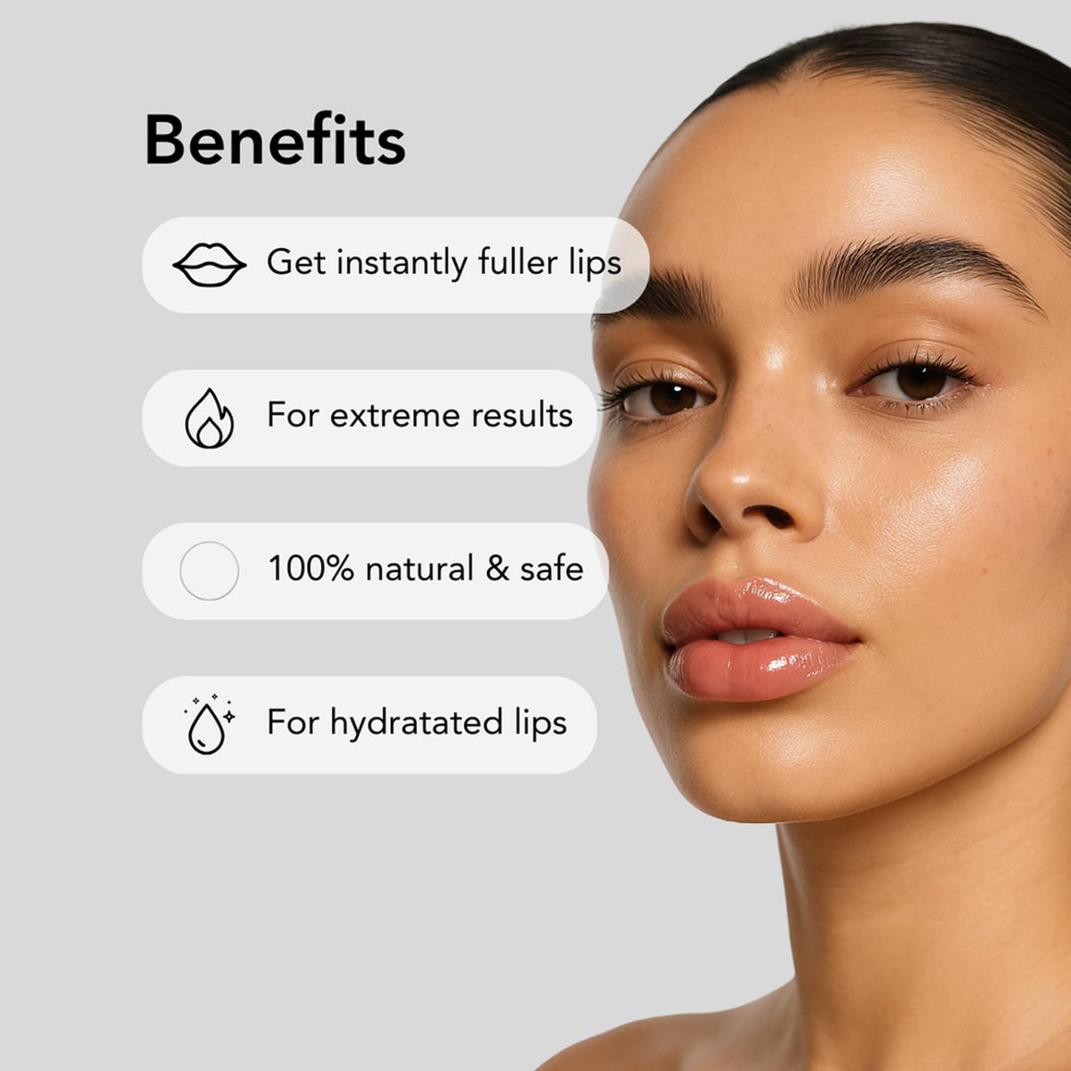 Nelux gloss texture close-up showing clear, non-sticky finish and hydrating formula