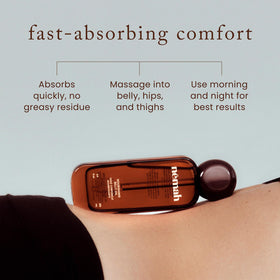 Nemah belly oil application on pregnant belly demonstrating gentle massage benefit