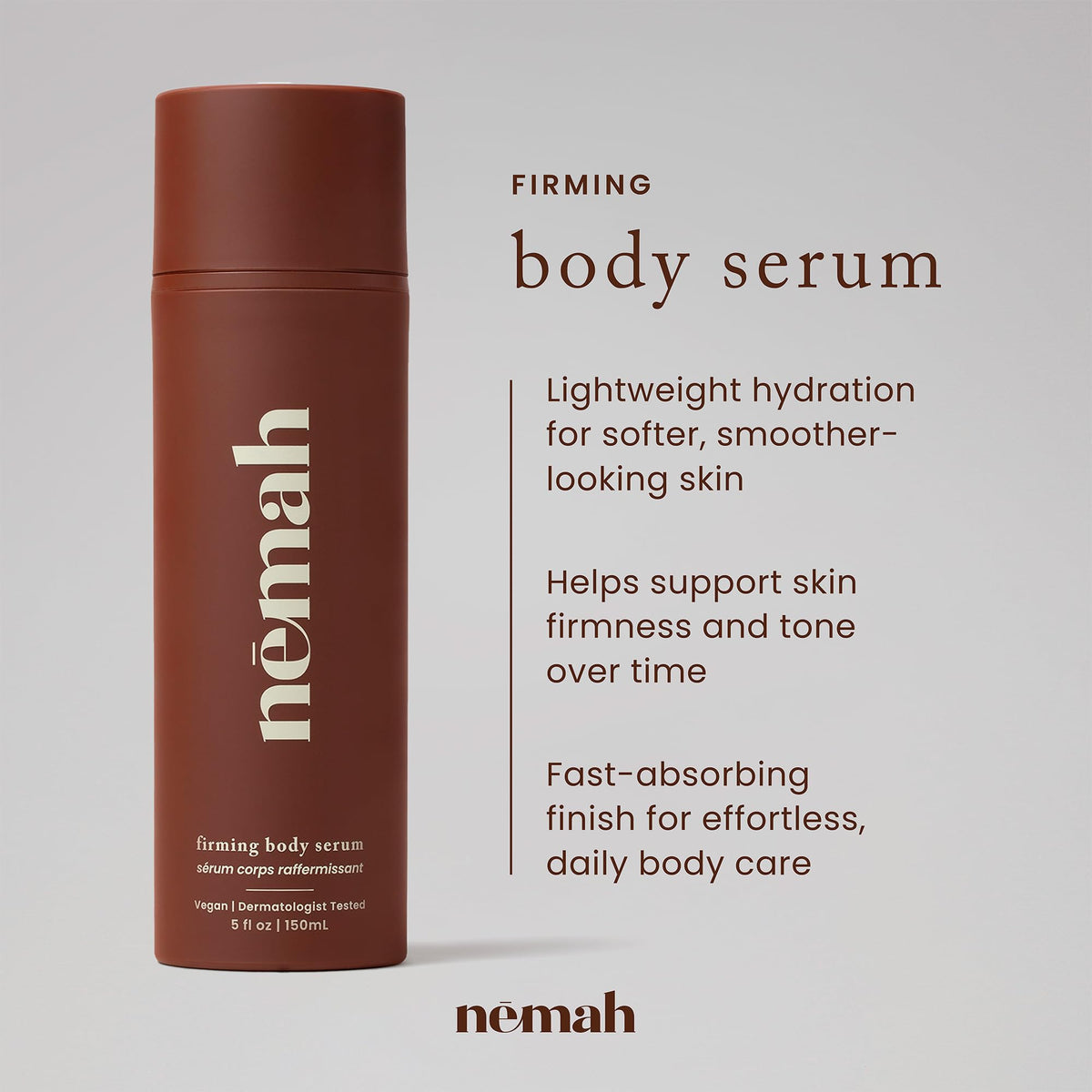Nemah pump dispensing lotion emphasizing mess-free use and quick application