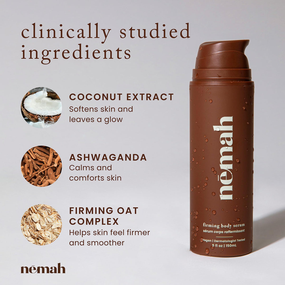 Close-up of Nemah lotion texture highlighting lightweight, fast-absorbing finish