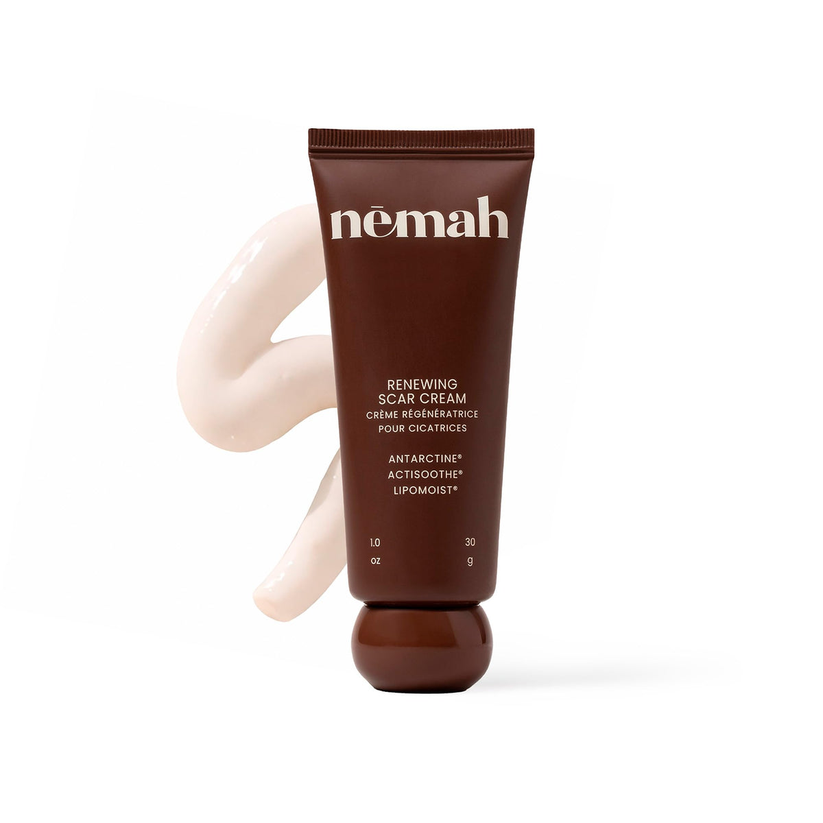 Nemah front packaging showing product and brand, helps identify the scar treatment