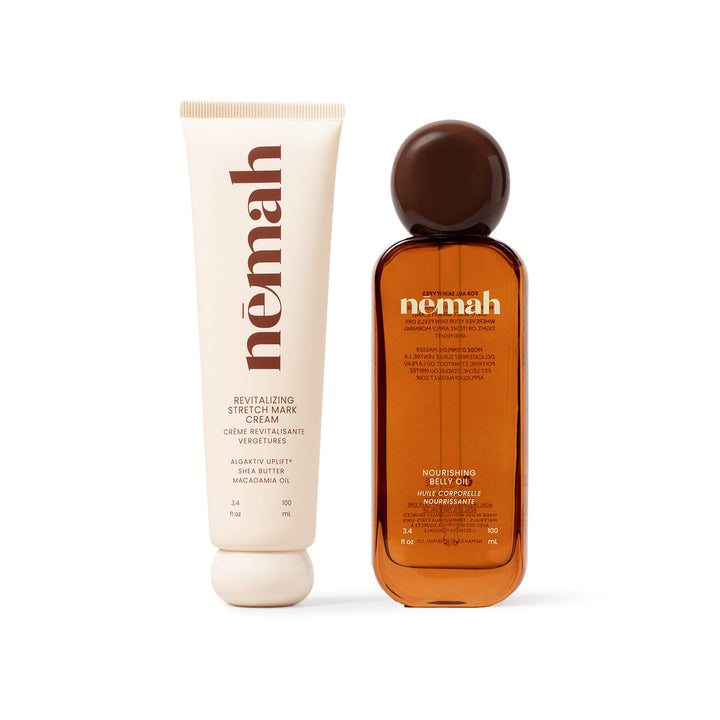 Nemah front packaging of the two-piece set showing both tubes, promotes routine convenience