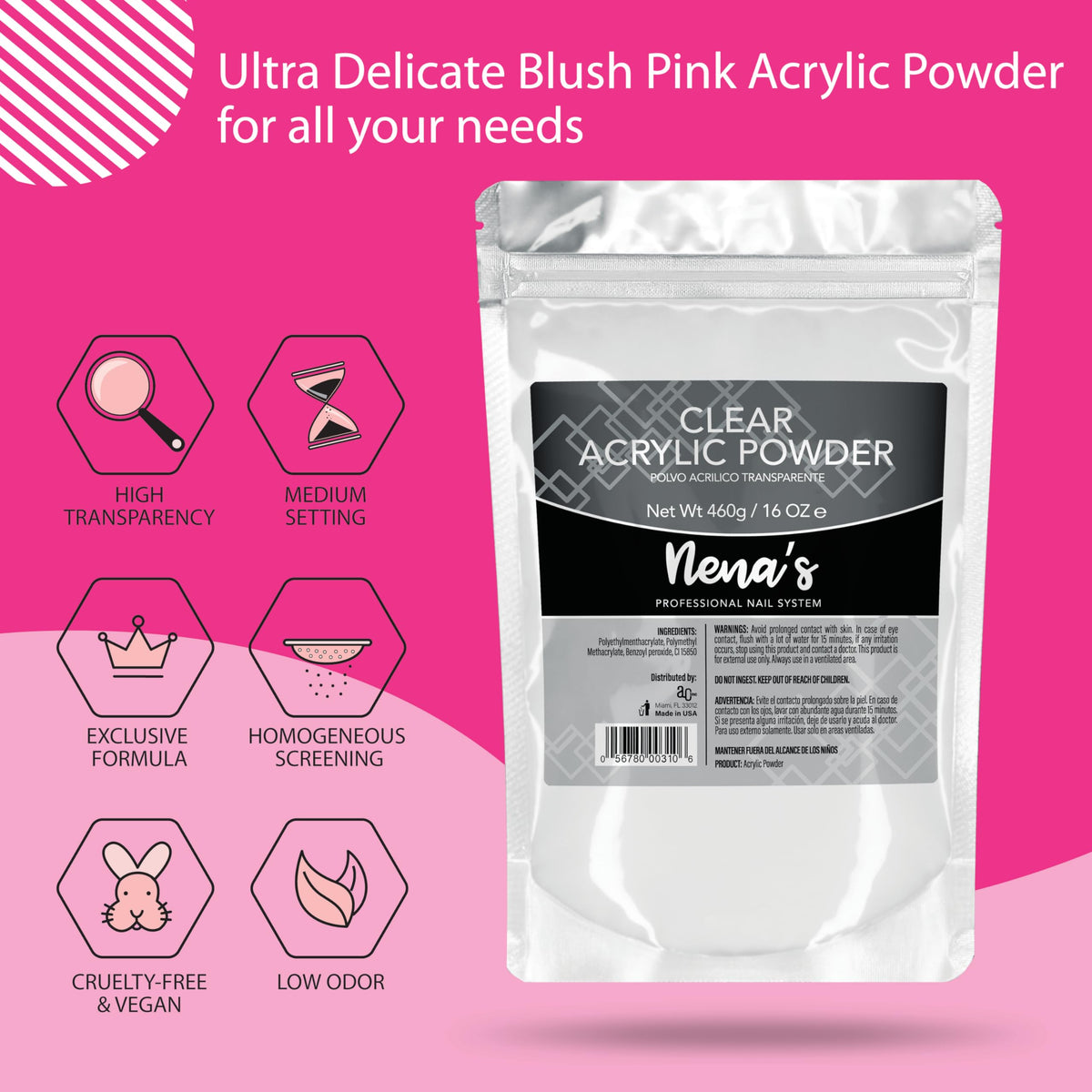 Nena's close-up powder texture highlighting fine milling for smooth application and predictable beads