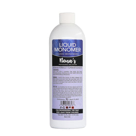 Nena's liquid monomer front bottle showing clear label and volume for reliable use