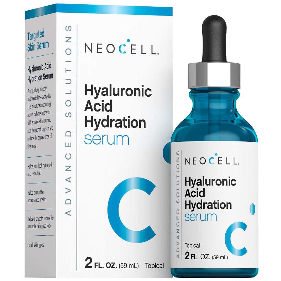 NeoCell bottle front view showing clear serum and hydration benefits
