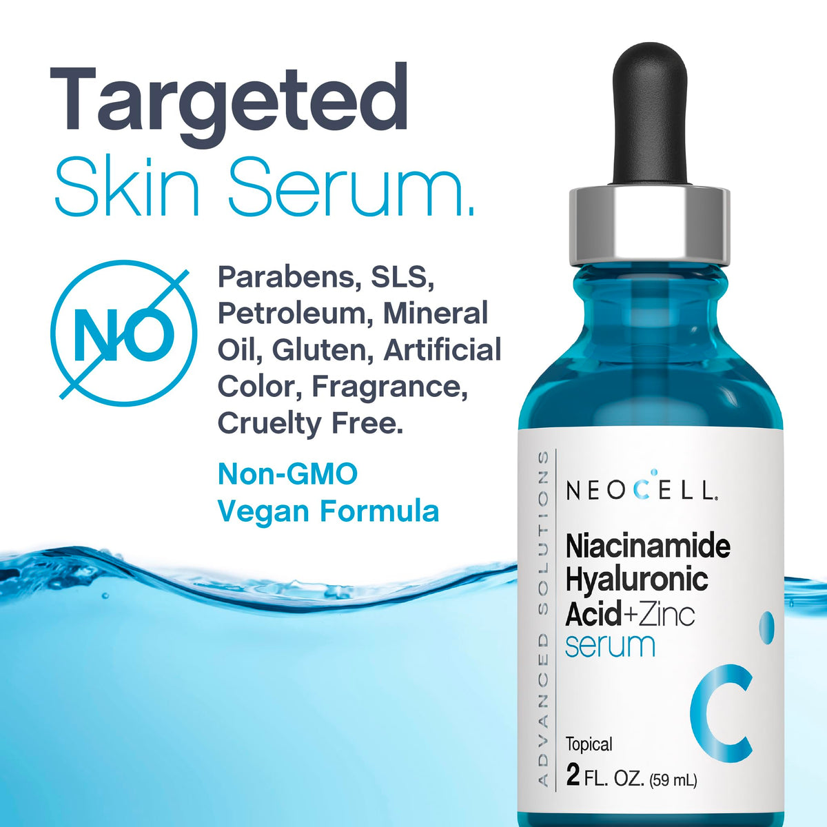 NeoCell applying serum to hand showing absorbent, non-greasy finish