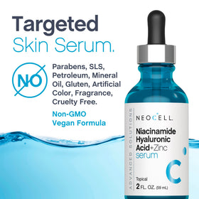 NeoCell applying serum to hand showing absorbent, non-greasy finish