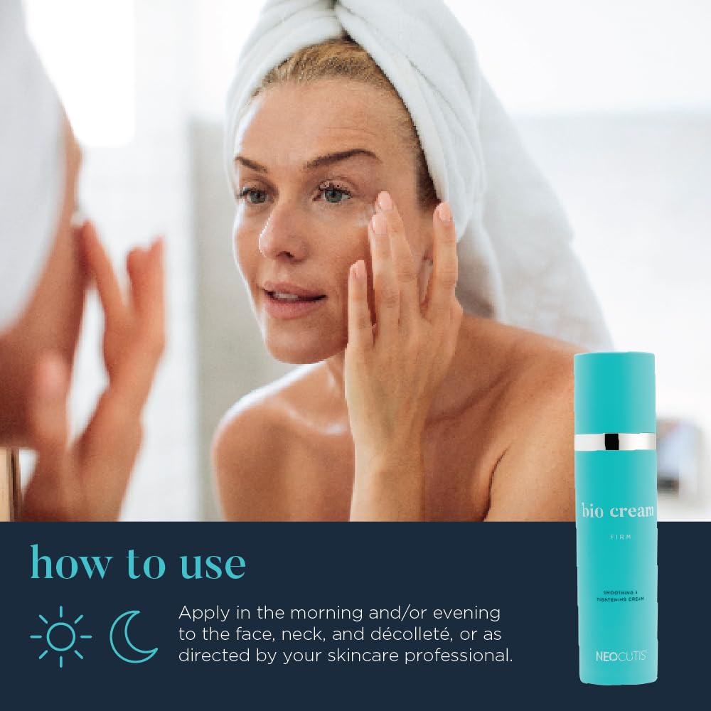 NEOCUTIS applied to neck demonstrating firming and hydrating effect