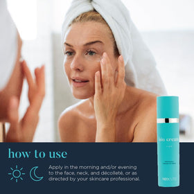 NEOCUTIS applied to neck demonstrating firming and hydrating effect