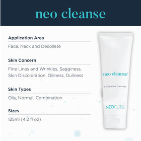 NEOCUTIS Neo Cleanse label close-up showing ingredients and Swiss origin
