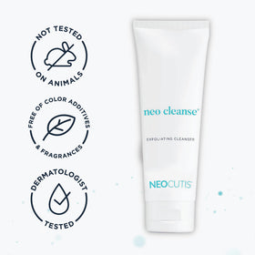 NEOCUTIS Neo Cleanse beside a hand for scale demonstrating exact volume