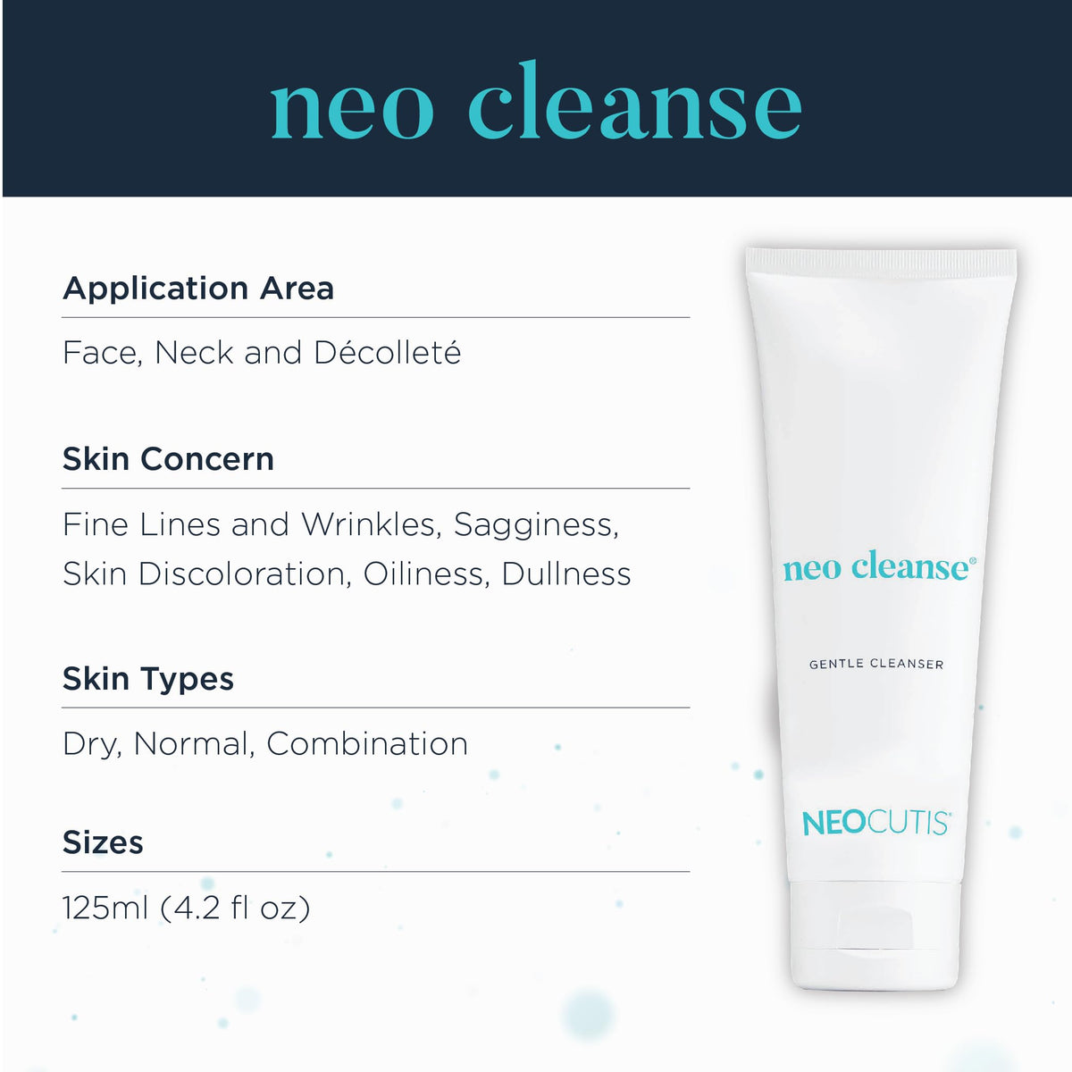 NEOCUTIS open cap with cleanser dispensed, demonstrates easy application