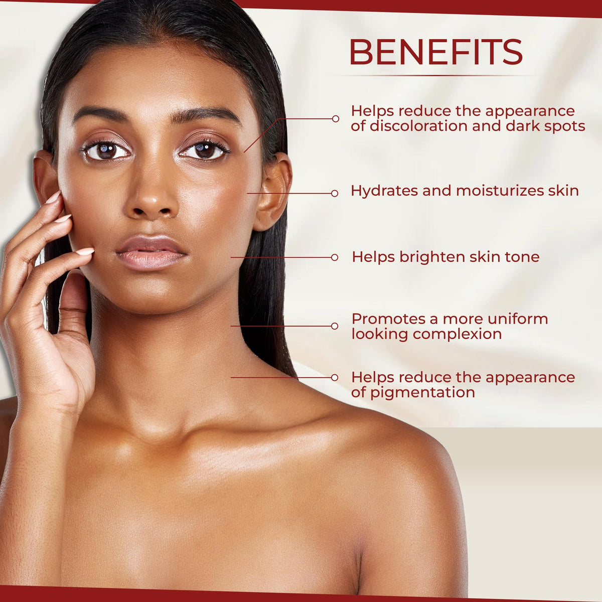 Neoprosone applied to face targeting dark spots for evening skin tone improvement