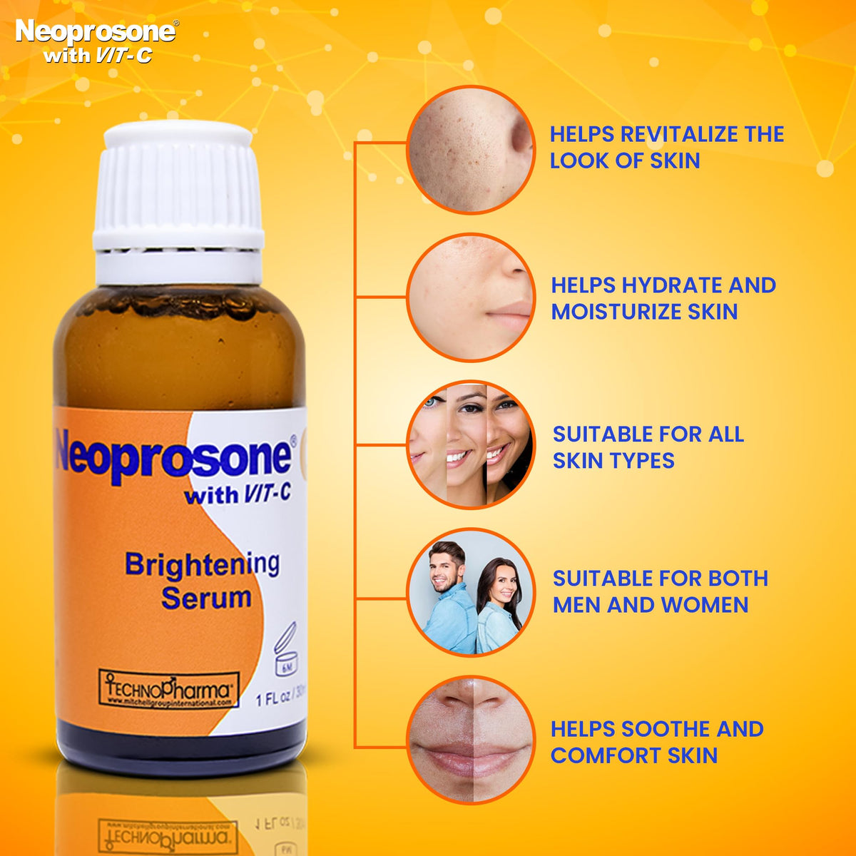Neoprosone applying serum to hands demonstrating easy everyday use