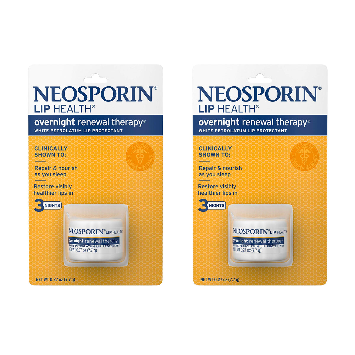 Neosporin overnight tub front view showing compact travel-friendly pack
