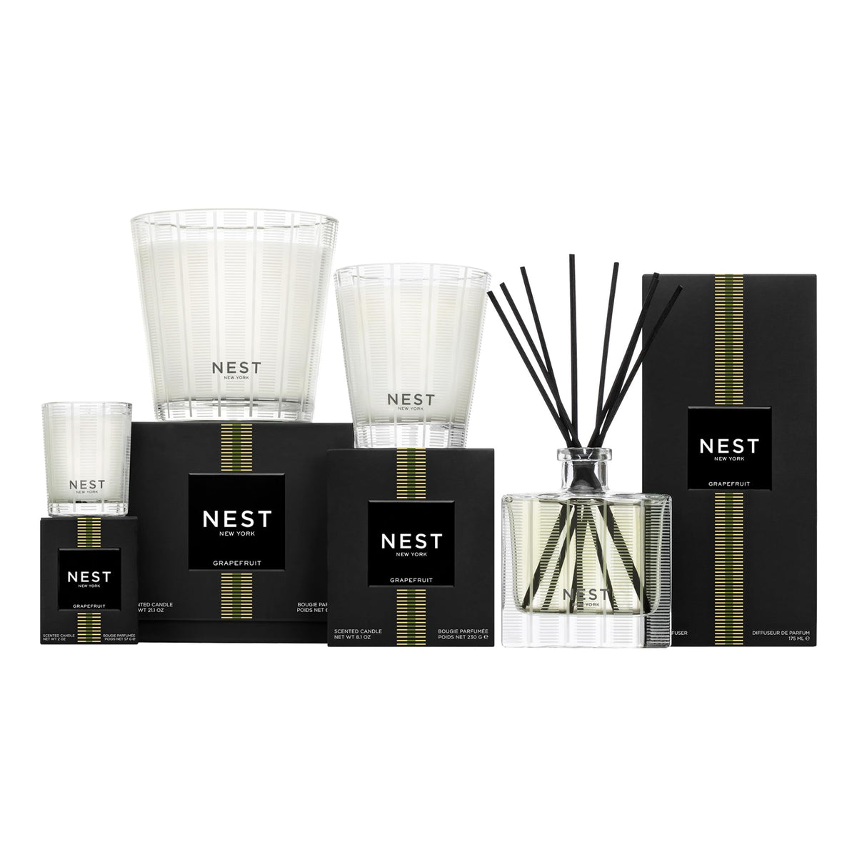 NEST New York bottle staged in a bathroom setting adding uplifting citrus scent ambiance