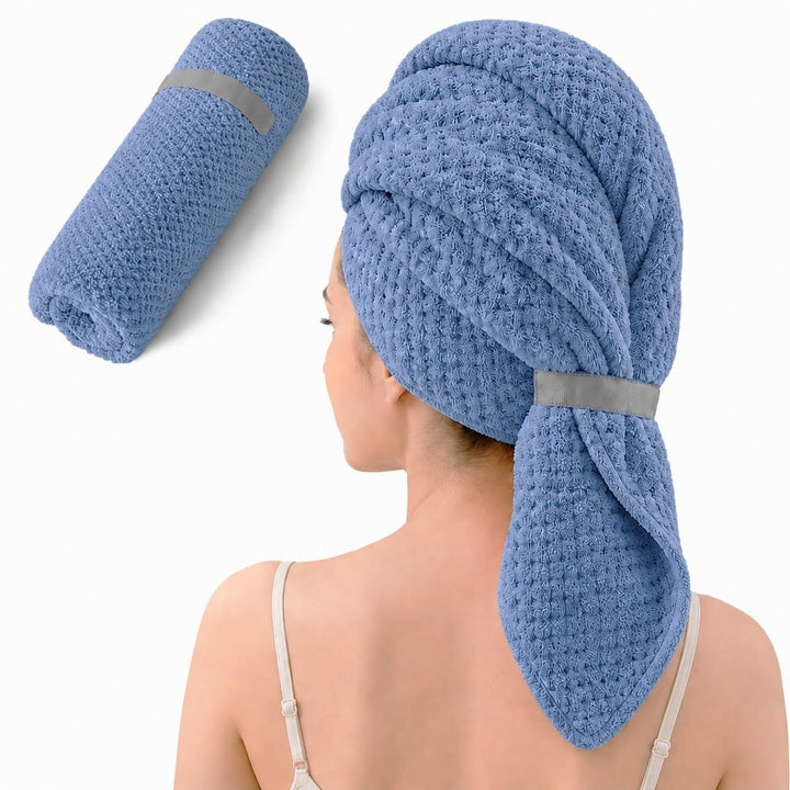 Netcken front view wrap blue showing full turban fit and fast drying
