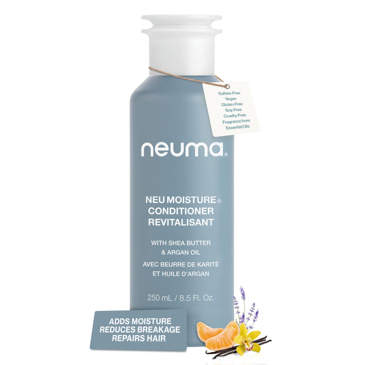 Neuma front packaging of Neu Moisture Conditioner showing product benefits
