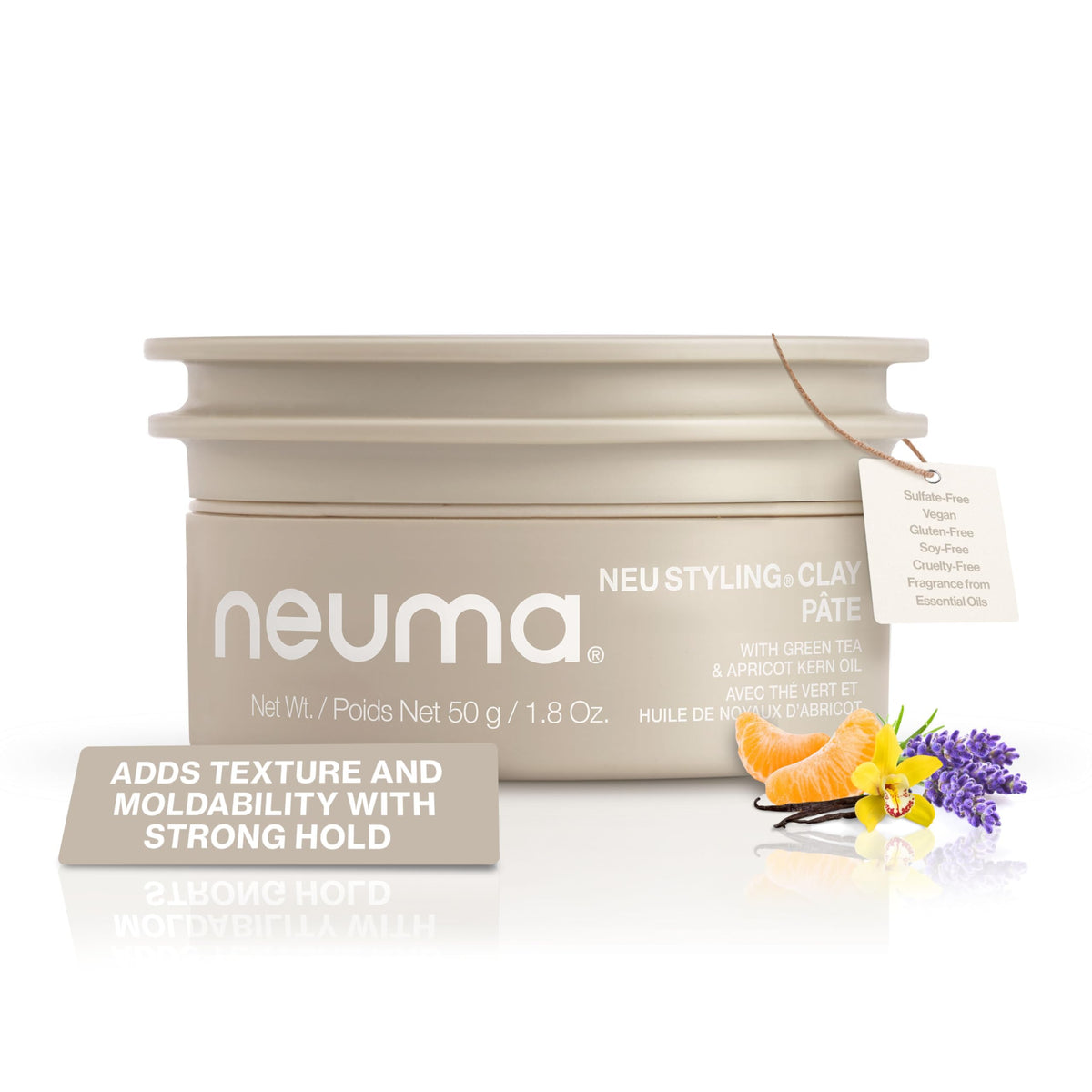 NEUMA hair clay front packaging shows product and size for easy identification and shelf appeal
