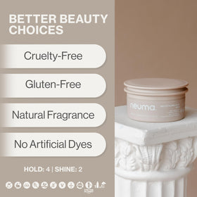 NEUMA hair clay with apricot kern oil ingredient image showing nourishing oil for softer hair