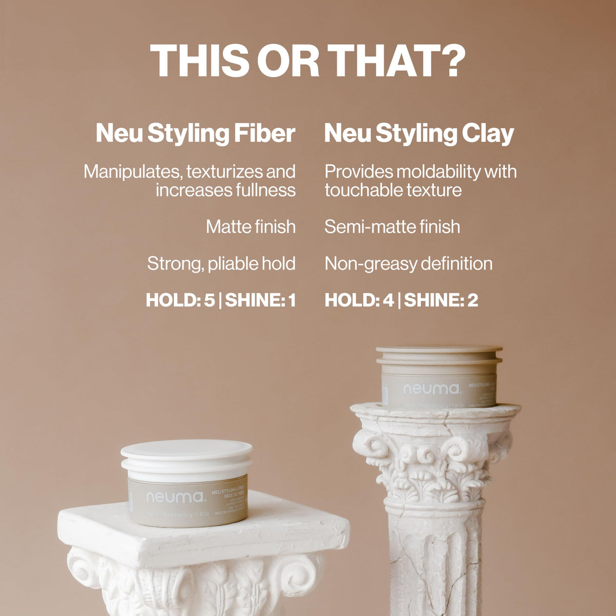 NEUMA hair clay displayed on bathroom vanity in lifestyle setting signaling everyday grooming use