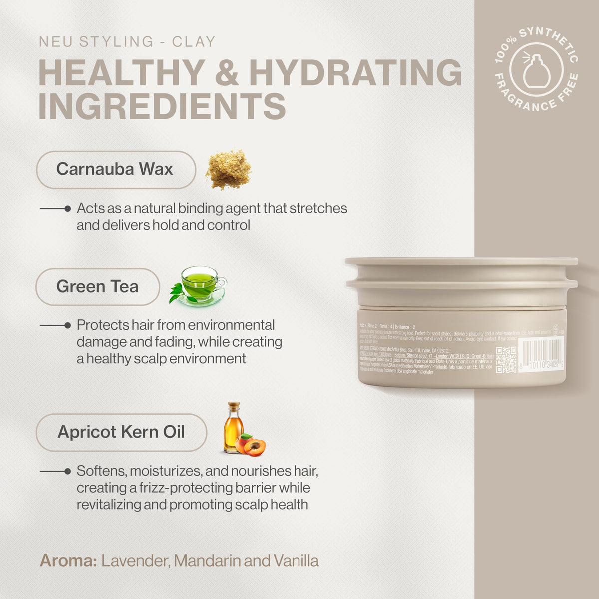 NEUMA hair clay open jar texture close-up highlighting moldable consistency and matte finish benefit