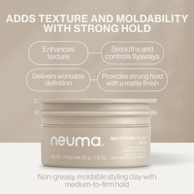 NEUMA hair clay styled on short haircut illustrating defined texture and semi-matte finish