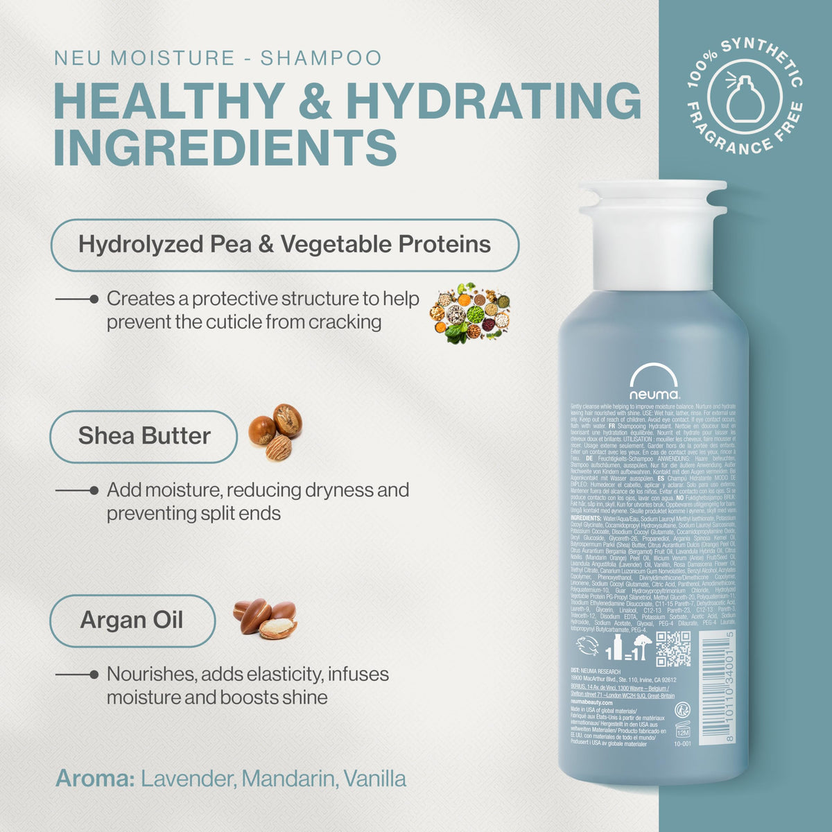 NEUMA label close-up highlighting ingredients and vegan formula