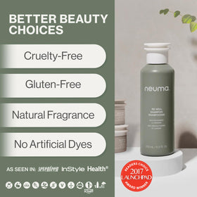 Neuma shampoo lather texture closeup showing gentle foam and cleansing action