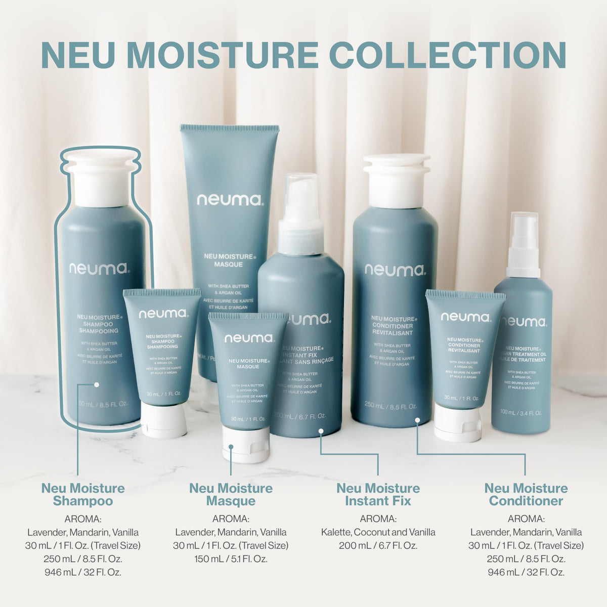 NEUMA shampoo in shower scene for everyday moisturizing routine