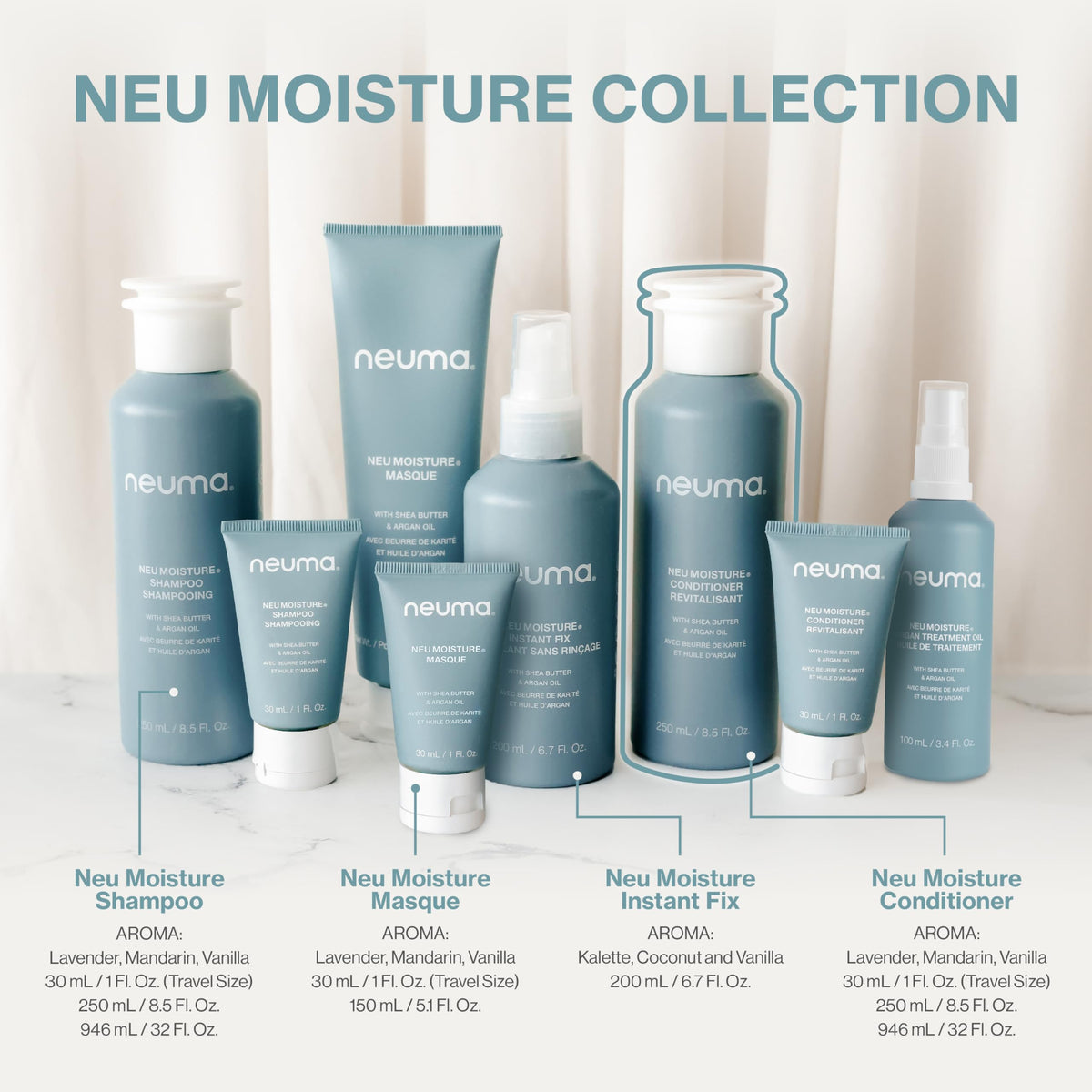 Neuma conditioner on shower shelf in lifestyle setting for daily use benefit