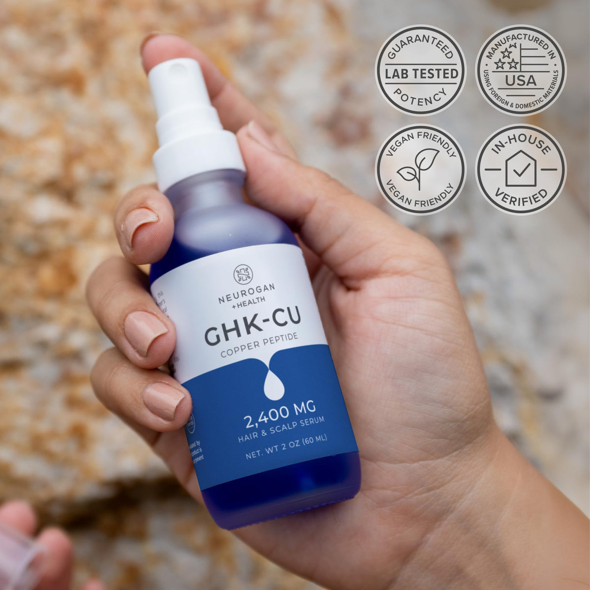 Neurogan label close-up showing ingredients and verified potency