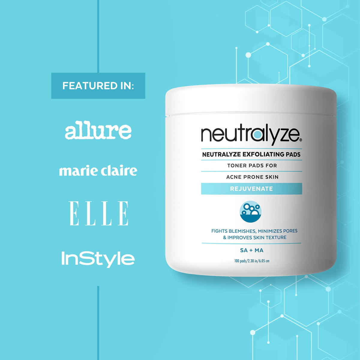 Neutralyze pad used on upper back after exercise showing acne maintenance