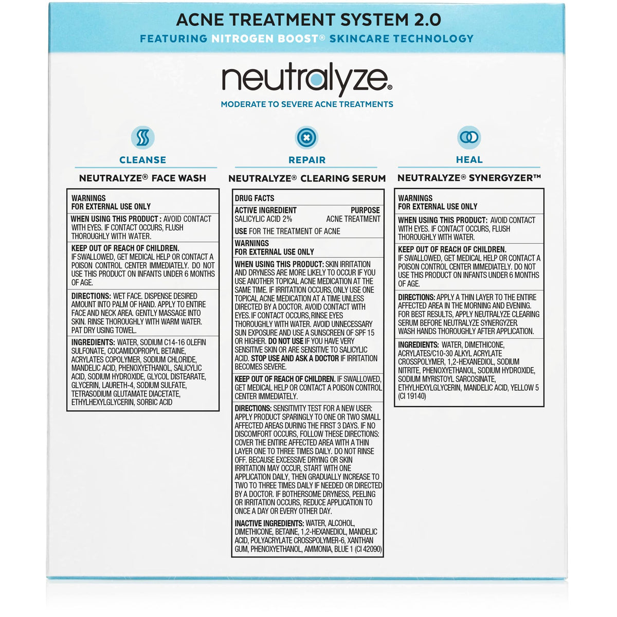 Neutralyze face wash pump close-up highlighting 2% salicylic acid and convenient dispenser benefit