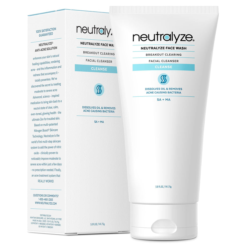 Neutralyze front packaging showing mandelic face wash for clear skin