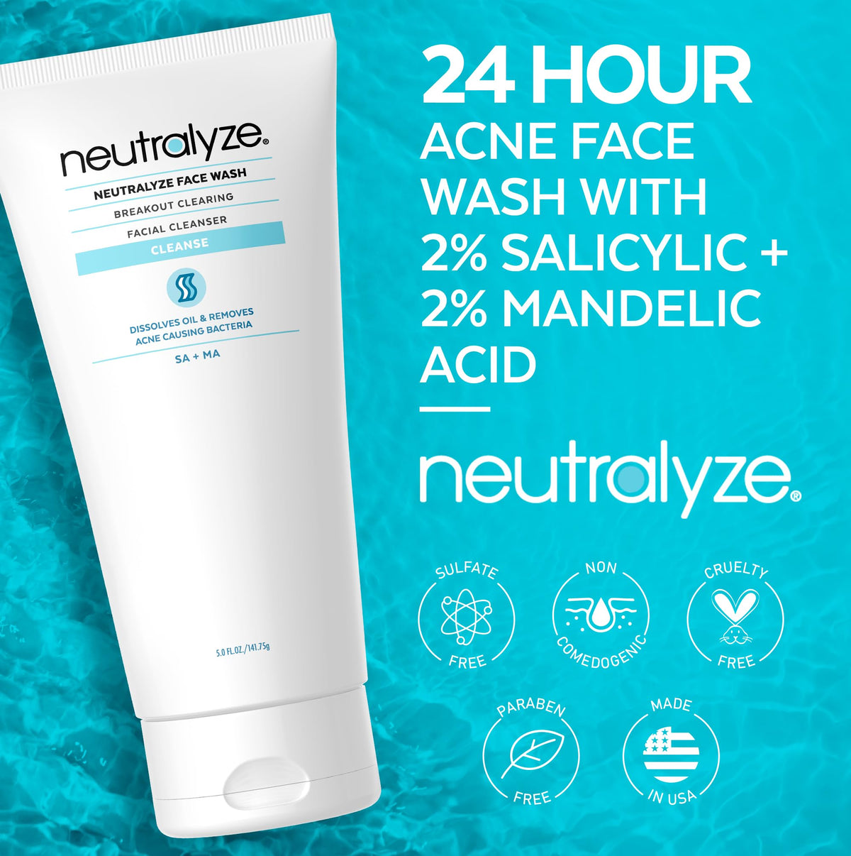 Neutralyze gel cleanser lather on fingers demonstrating pore-clearing action
