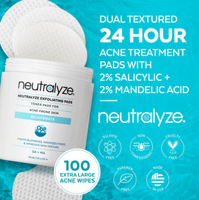 Neutralyze pad saturated with solution showing pre-soaked convenience