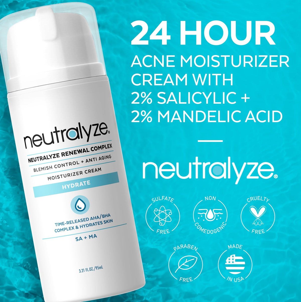 Neutralyze pump dispensing lotion demonstrating easy, controlled application