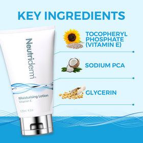NEUTRIDERM on hands and elbows showing full-body hydration and softness benefit